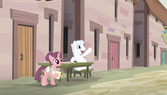 File:Double Diamond sits across from Mane Six S5E1.png