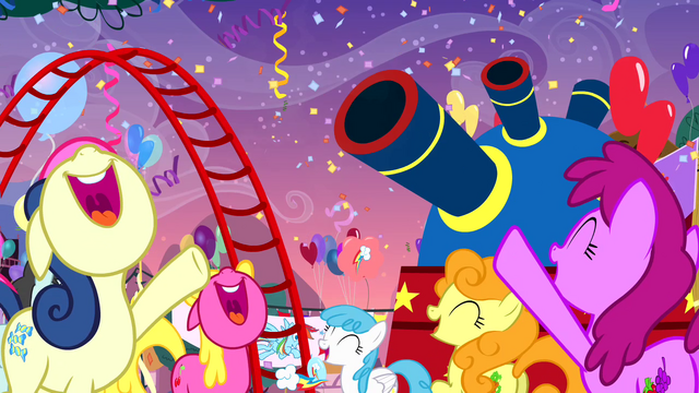 File:The ponies cheering S4E12.png