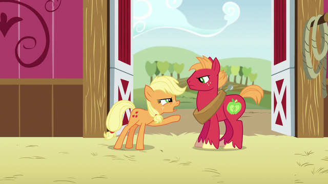 File:Young Applejack and Big McIntosh arguing S6E23.png