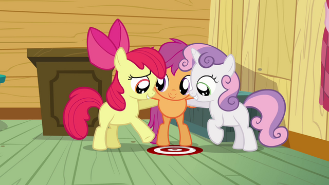 File:Apple Bloom points at the thinking spot S3E04.png