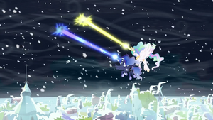 Celestia and Luna zapping storm clouds S6E2