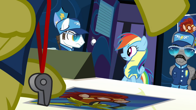 File:Rainbow looking at white pegasus to the left S3E7.png