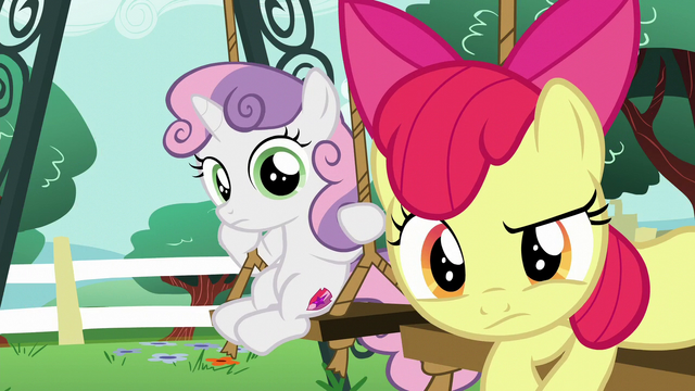 File:Apple Bloom and Sweetie Belle look at Scootaloo S6E4.png