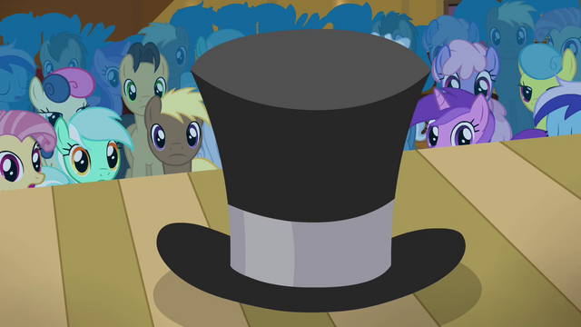 File:Ponies stare at the top hat S4E25.png