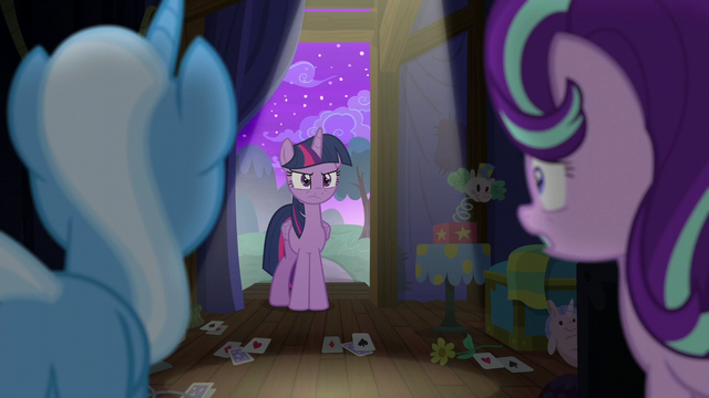 File:Trixie and Starlight look at an angry Twilight S6E6.png