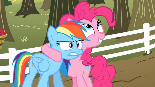 File:Pinkie Pie talking to Rainbow Dash about the cider S2E15.png