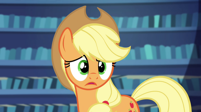 File:Applejack "must've sent them there ages ago" EG2.png