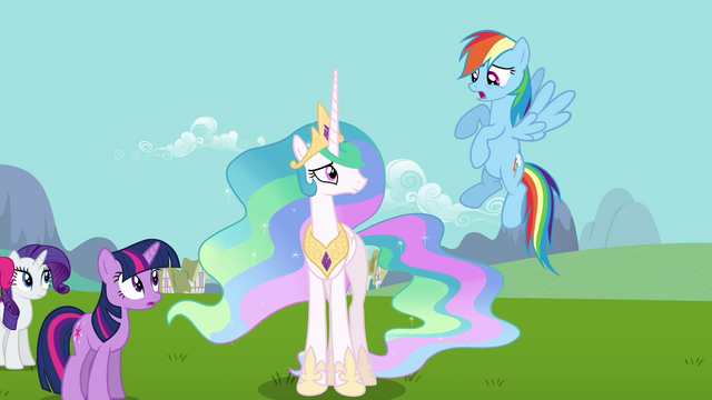 File:Rainbow Dash skeptical about Celestia and Fluttershy S03E10.png
