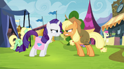 Applejack and Rarity growling at each other S4E22