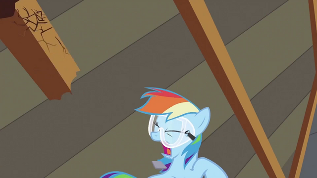 File:Rainbow Dash throwing piece of wood S2E03.png