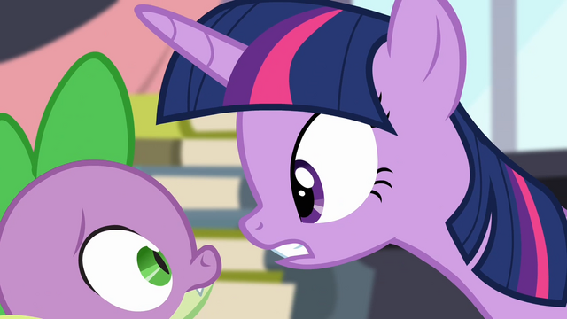 File:Twilight facing Spike S4E01.png
