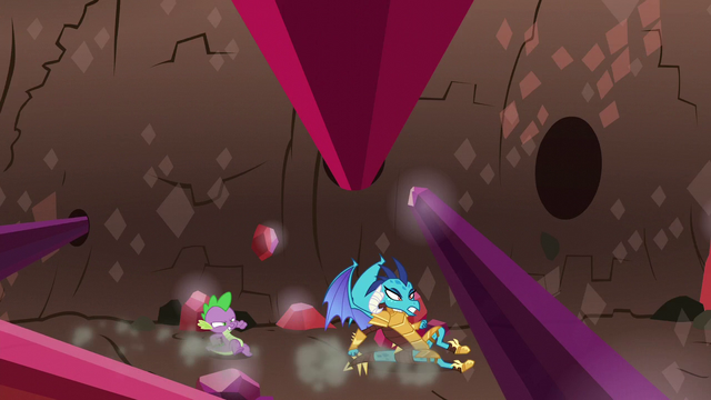 File:Spike and Ember slide under crystal spires S6E5.png