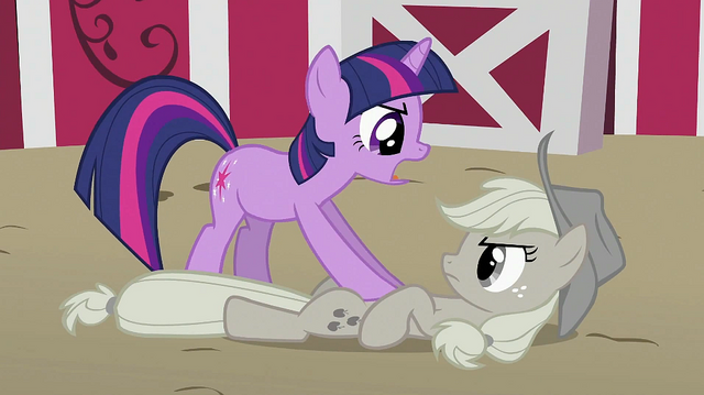 File:Applejack tackled to the ground by Twilight S2E02.png