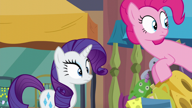 File:Pinkie and Rarity looking over at Maud S6E3.png