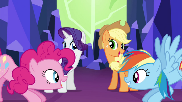 File:Rarity and AJ joined by Pinkie and RD S4E26.png
