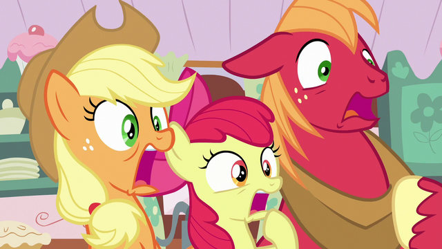 File:AJ, Apple Bloom, and Big Mac gasp in horror S7E13.png