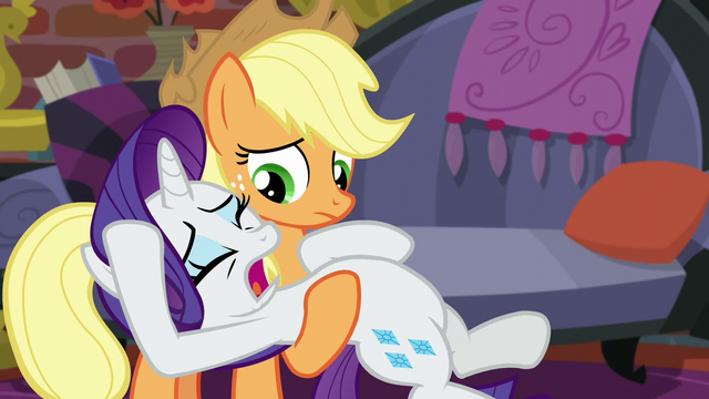 File:Rarity dramatic in Applejack's hooves S5E16.png