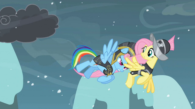 File:Rainbow Dash pushing Fluttershy S2E11.png