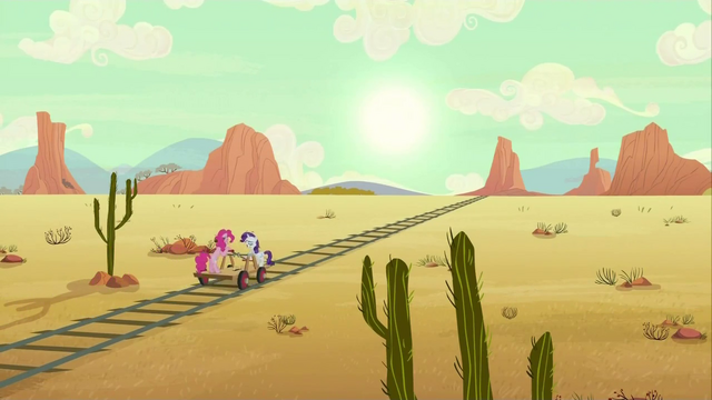File:Pinkie Pie and Rarity on a Handcart 3 S2E14.png