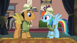 Quibble Pants and Rainbow Dash dressed as Daring Do S6E13