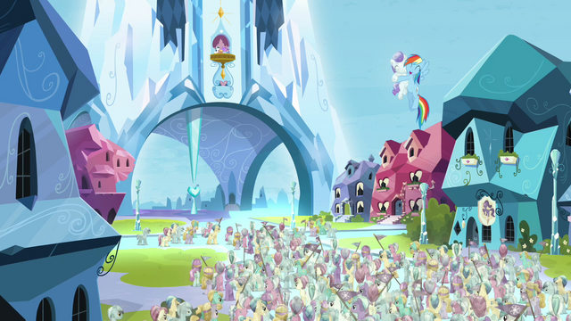 File:Rainbow Dash hugging the Crystal filly S03E12.png