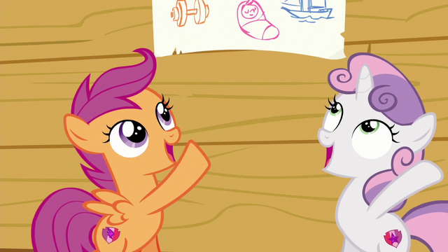 File:Scootaloo and Sweetie rolling up the chart S6E19.png