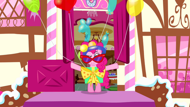 File:Pinkie Pie steps outside in ridiculous outfit S4E12.png