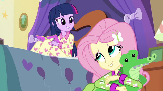 File:Fluttershy hugging a Gummy plushie EG2.png