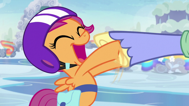 File:Scootaloo vigorously shakes Bow Hothoof's hoof S7E7.png
