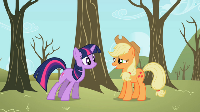 File:Applejack suppressing laughter S2E10.png