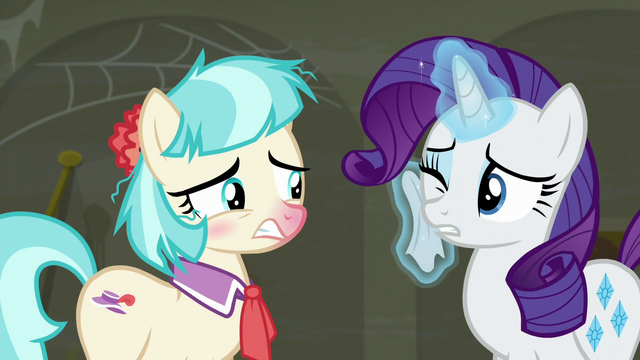 File:Rarity wiping her face after Coco's sneeze S6E9.png