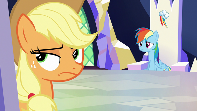 File:Applejack rolling her eyes at Rainbow Dash S6E25.png