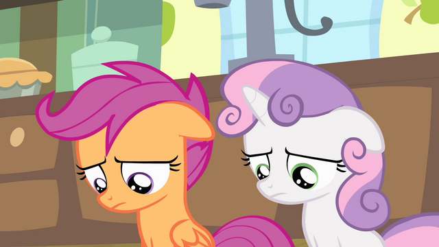 File:Sweetie and Scootaloo looking down S4E17.png