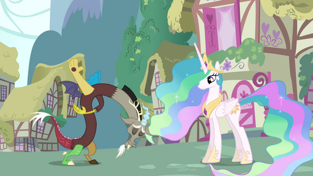 File:Discord bows to Princess Celestia S03E10.png