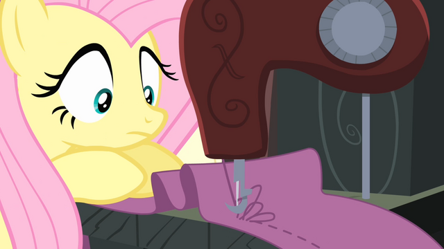 File:Fluttershy having trouble sewing S4E08.png
