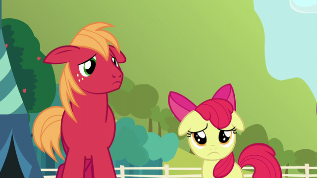File:Apple Bloom and Big Mac ashamed S5E17.png
