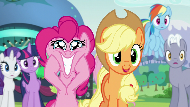 File:Applejack "Really?"; Pinkie grinning S5E24.png