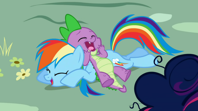 File:Spike and Rainbow Dash laughing together S1E01.png