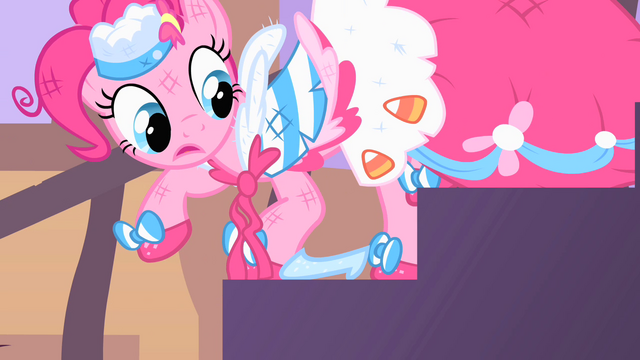 File:Pinkie Pie looking at Rarity's glass slipper S1E26.png