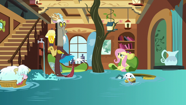 File:Fluttershy's Cottage filled with water S7E12.png