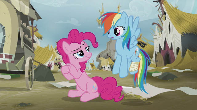 File:Pinkie Pie gives Rainbow a sly look S5E8.png