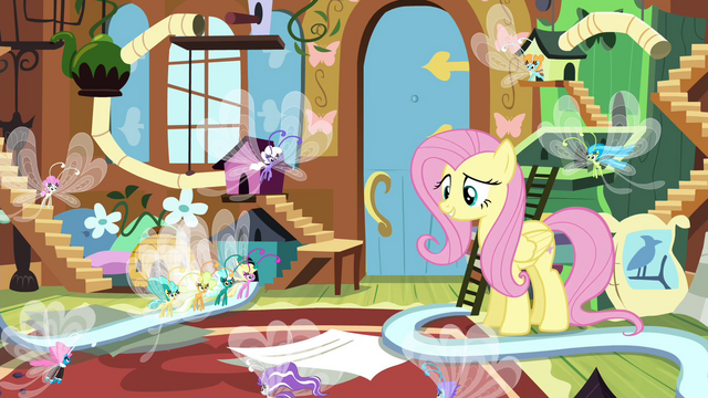 File:Fluttershy telling Breezies it's time to go S4E16.png