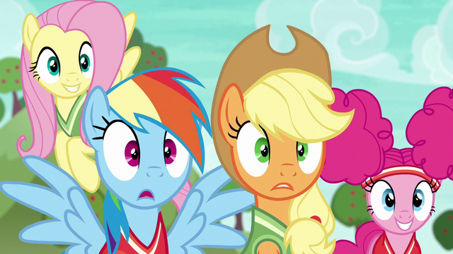 File:Main cast surprised by Snails' reflexes S6E18.png