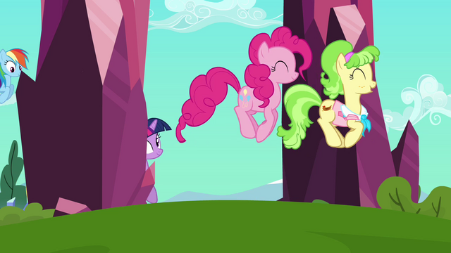 File:Pinkie Pie and Peachbottom hopping S03E12.png