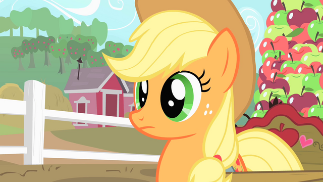 File:Applejack listens to Pinkie's second invitation to Gummy's afterbirthday party S1E25.png