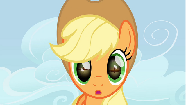 File:Applejack looks at the horseshoe S1E13.png