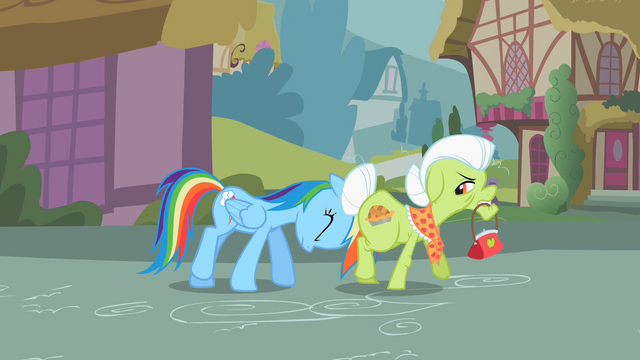 File:Rainbow Dash shoving Granny S2E8.png