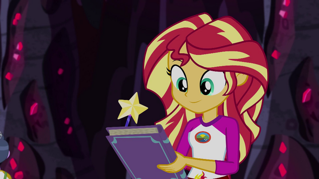 File:Sunset Shimmer with a Crystal Gala checklist EG4.png