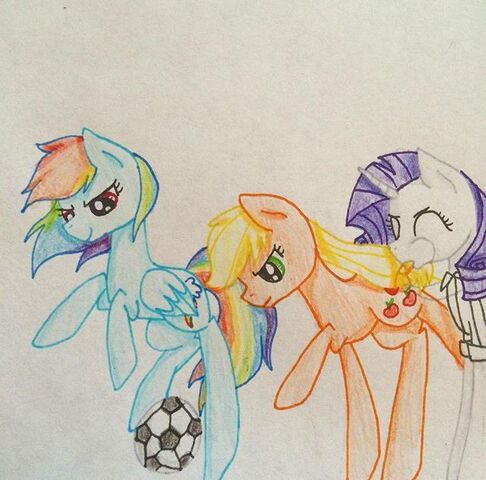 File:FANMADE Rarity, Rainbow Dash, and Applejack playing soccer.jpg
