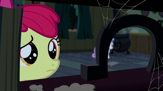 File:Apple Bloom looking at an upright horseshoe S5E6.png